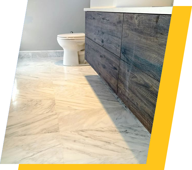 white tiles installed on a bathroom